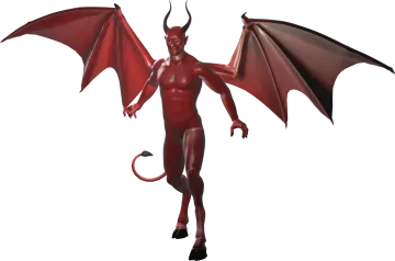 3d digital illustration of a red devil with wings and horns isolated on white background