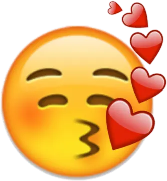 a smiley face with hearts flying out of it