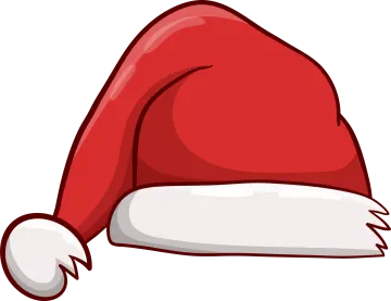 a red santa hat with white trim