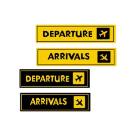 a yellow and black sign that says departure, departure and departure