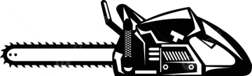 a black and white image of a chainsaw