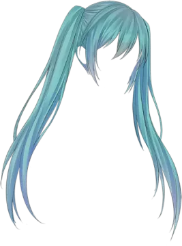 a drawing of a girl with long blue hair