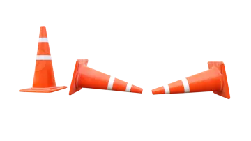 two traffic cones on a white background