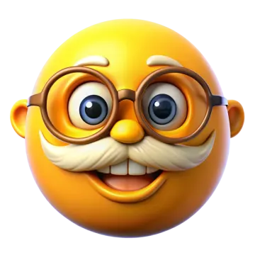 an orange man with glasses and a mustache