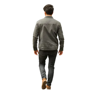 a man walking towards the camera with his back to the camera