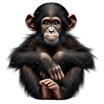 a monkey with big eyes sitting on a white background