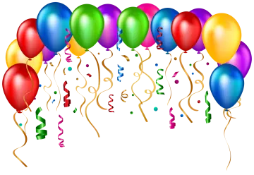 a bunch of colorful balloons with streamers