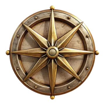 a brass compass on a white background