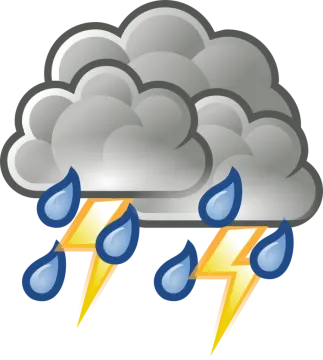 a cloud with two lightnings in it