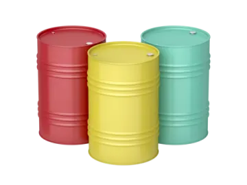 three barrels with different colors