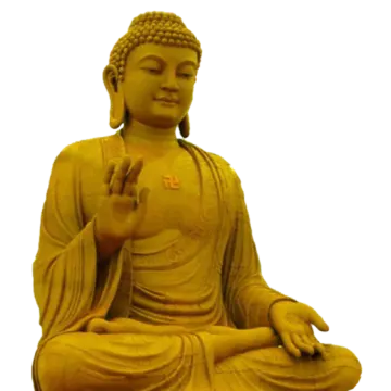 a buddha statue on a white background
