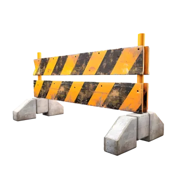 a yellow and black barrier on a white background