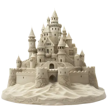 a sand castle on a white background