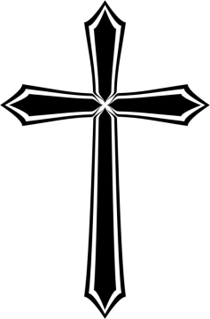 a black and white cross on a white background