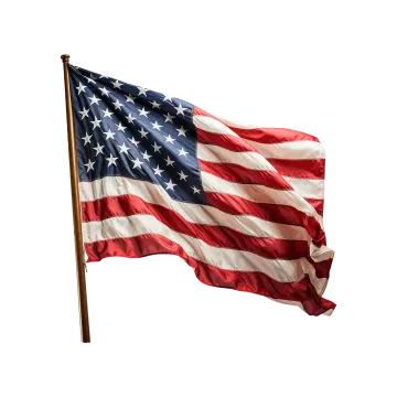 an american flag flying in the wind