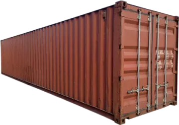 a red shipping container on a white background