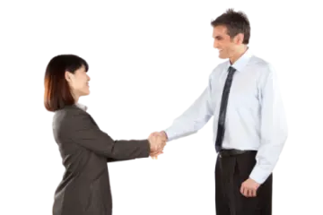 a man and woman shaking hands