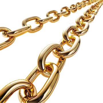 a gold chain on a white background