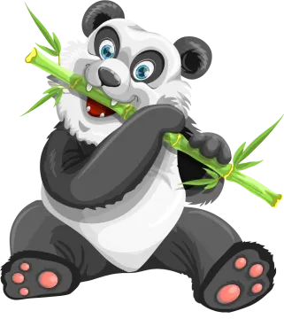 cartoon panda eating bamboo vector