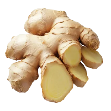 a pile of sliced ginger on a white background