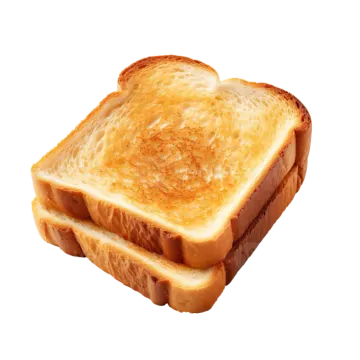 a piece of toasted bread on a white background