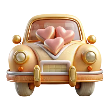 a car with a heart in the back