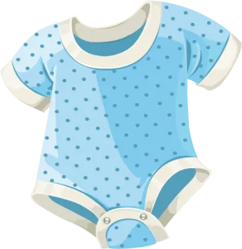 a blue baby bodysuit with polka dots on it