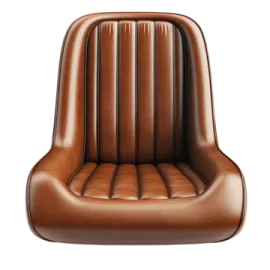 a brown leather chair on a white background