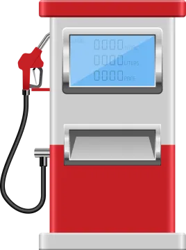 a red gas pump with a digital display