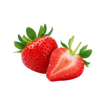 two strawberries on a white background