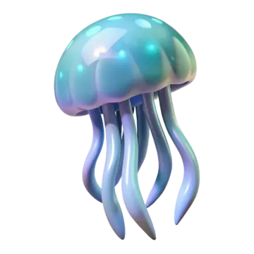 a blue jellyfish on a white background