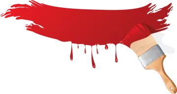 a paint brush with red paint dripping from it