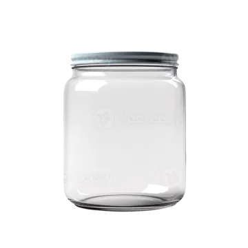 a glass jar with a lid on a white background