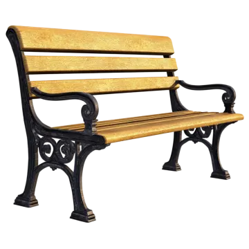 a wooden bench on a white background