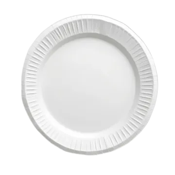 a white paper plate with pleaed edges