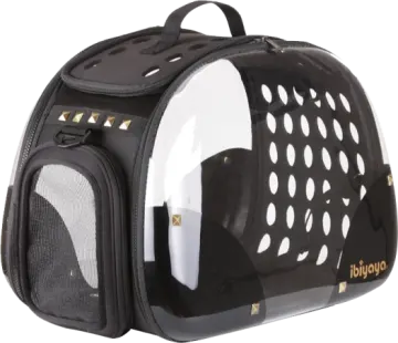 a black and white dog carrier bag
