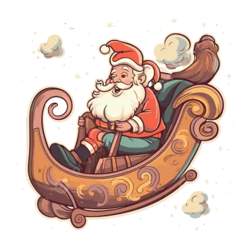 a cartoon santa claus in his sler