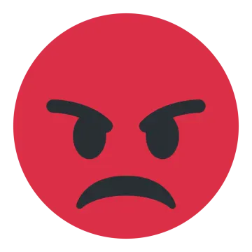 a red circle with a sad face on it