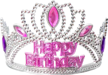 a pink tia with the words happy birthday on it