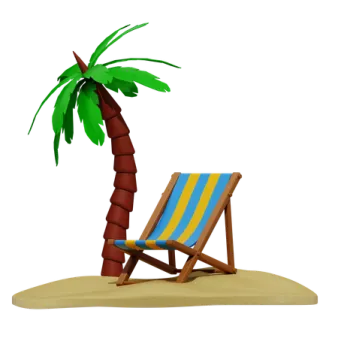 a beach chair under a palm tree
