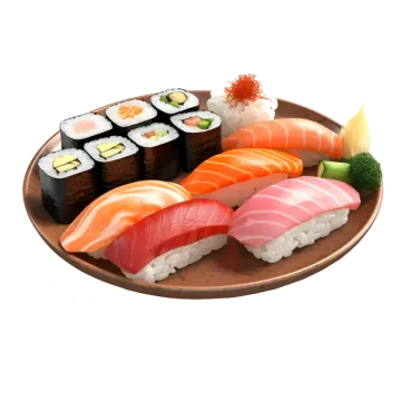 a plate filled with different types of sui