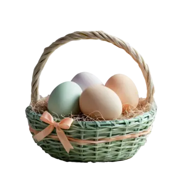 an easter basket with three eggs in it