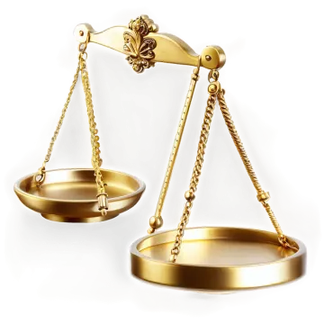 a pair of gold scales on a white background