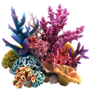 a bunch of colorful corals