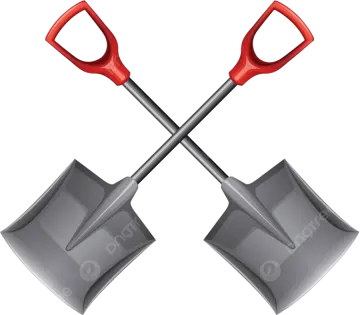 two shovels on a white background