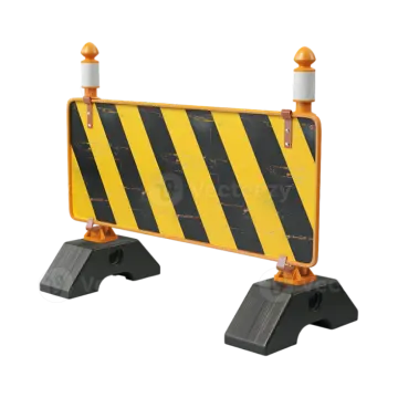 a black and yellow barrier with a white pole