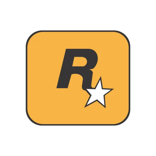a black and yellow square icon with the letter r
