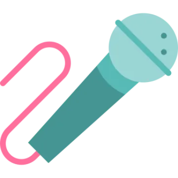 a microphone with a pink handle