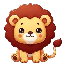 a cartoon lion sitting on the ground