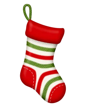 a red and green striped christmas stocking